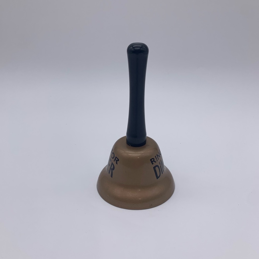 Vtg. “RING FOR DINNER” Bronze Desk Or Counter Bell With Spring Clapper - Picture 5 of 9